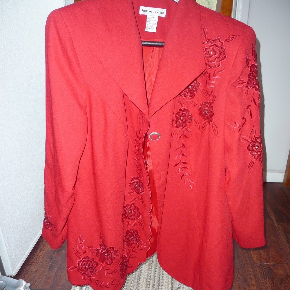Ruby Red Jacket and Skirt Set